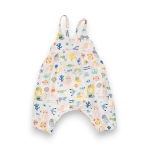 Angel Dear See U Mermaid Tie Back Muslin Romper 6-12 Months NWT